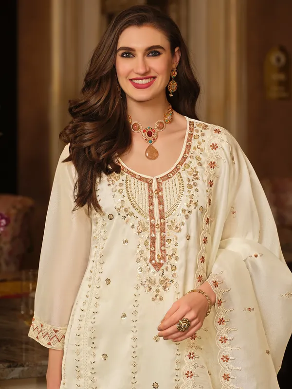 Cream_Embroidered_Straight_Kurta_Trousers_With_Dupatta_Set