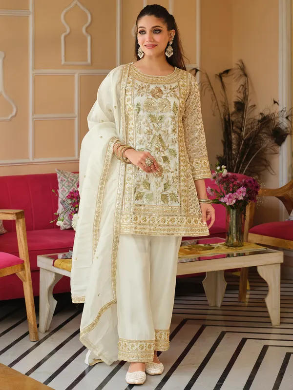 White_Silk_Blend_Embroidered_Kurta_Trouser_Dupatta_Set
