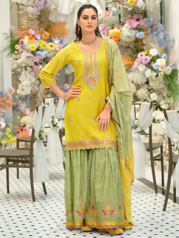 Yellow_Silk_Blend_Embroidered_Kurta_Trouser_Dupatta_Set