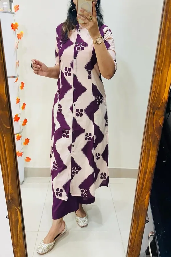 Purple_Cotton_Floral_Printed_Kurta_Set_For_Women