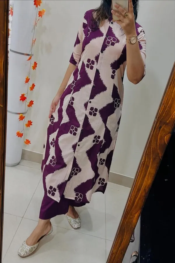 Purple_Cotton_Floral_Printed_Kurta_Set_For_Women