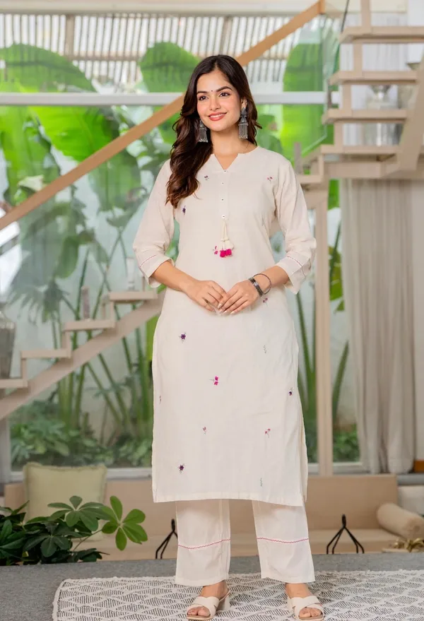 Floral_Embroidered_Pure_Cotton_Round_Neck_Kurta_&_Trouser_Set