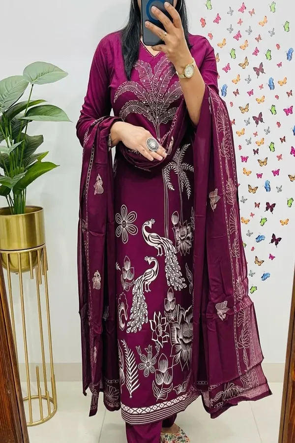 Floral_embroidered_Pure_Cotton_V_Neck_Purple_Kurta_Trouser_&_Dupatta_Set