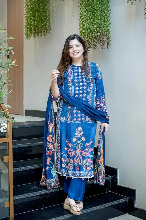 Floral_embroidered_Muslin_Round_Neck_Blue_Kurta_Trouser_&_Dupatta_Set