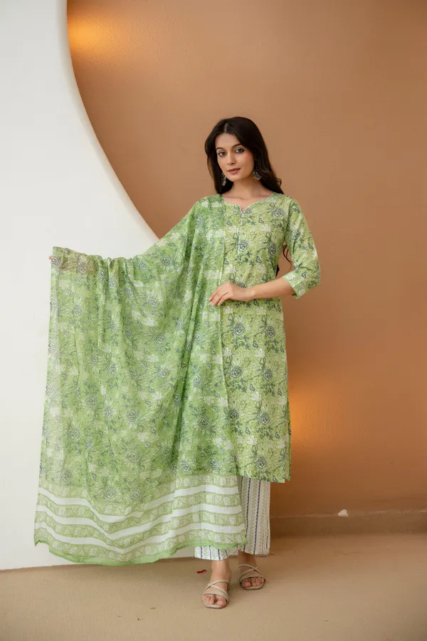 Floral_Printed_Pure_Cotton_Round_Neck_Kurta_Set