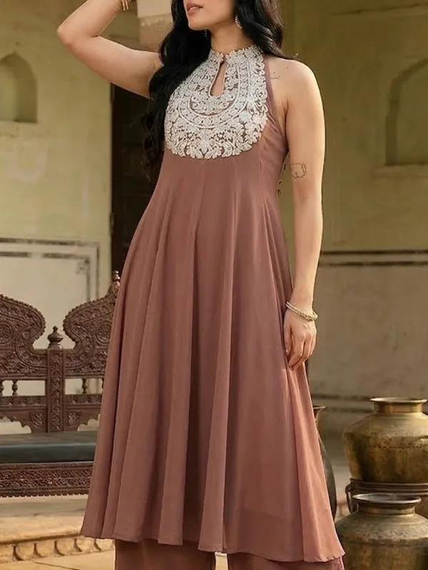 Brown_Floral_Embroidered_Silk_Blend_Kurta_Trouser_Set