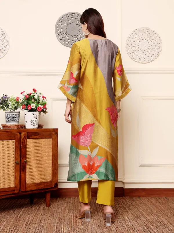 Mustard_Floral_Printed_CFloraleri_Silk_Kurta_Trouser_Set