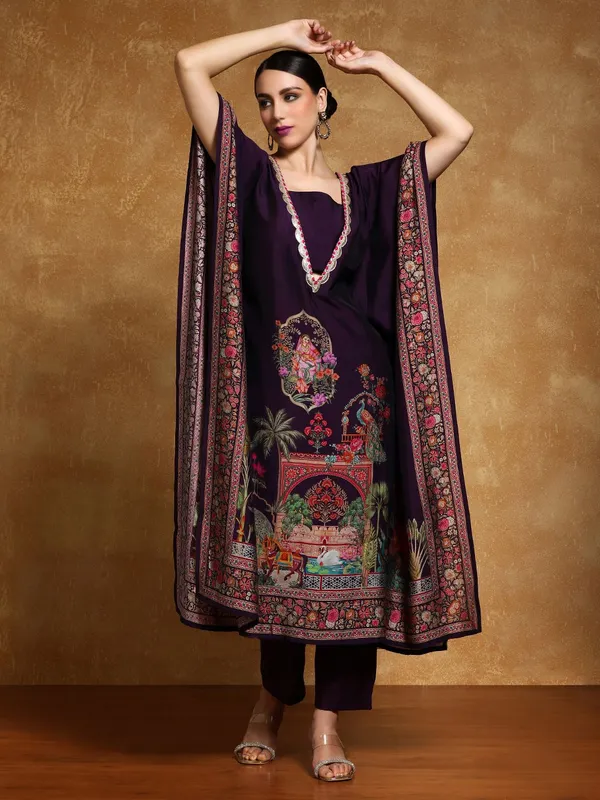 Purple_Floral_Printed_Silk_Blend_Kurta_Trouser_Set
