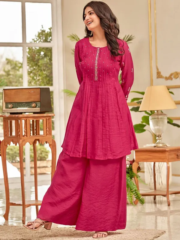 Pink_Floral_Embroidered_CFloraleri_Cotton_Kurta_Palazzo_Set