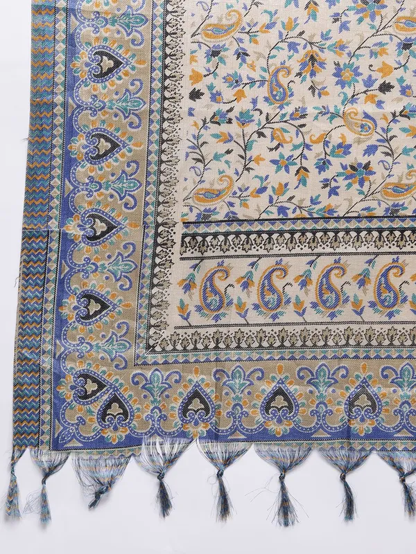 Navy_Blue_Floral_Printed_Silk_Blend_Kurta_Trouser_Dupatta_Set