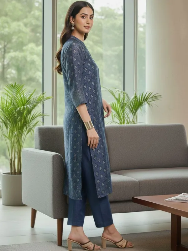 Navy_Blue_Floral_Printed_CFloraleri_Silk_Kurta_Trouser_Dupatta_Set