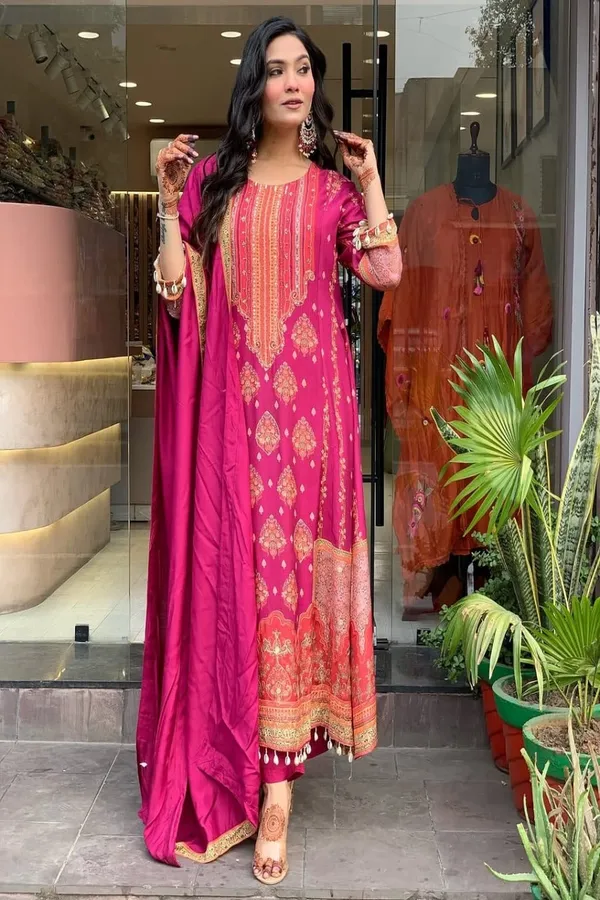 Floral_Embroidered_silk_Kurta_Trouser_&_Dupatta_Set