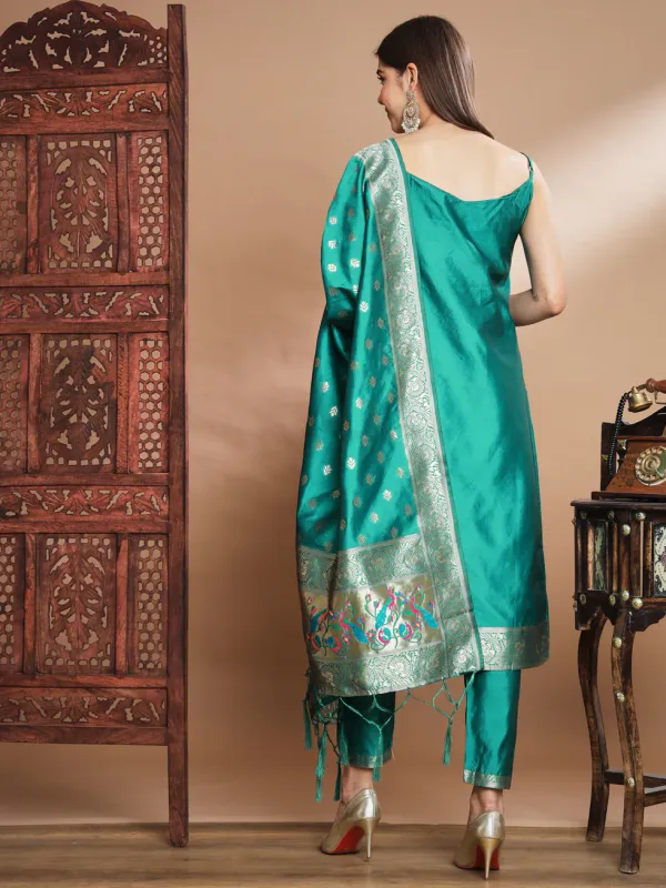 Floral_Printed_Silk_Blend_Round_Neck_Kurta_Trouser_&_Dupatta_Set