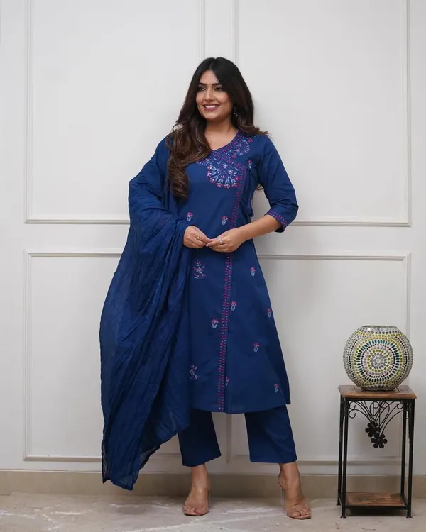 Women's_Premium_Embroidered_Pure_Cotton_Angrakha_Kurta_Pant_Dupatta_Set