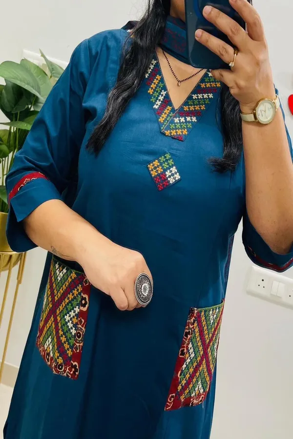 Blue_Cotton_Floral_Embroidered_Kurta_Set_For_Women
