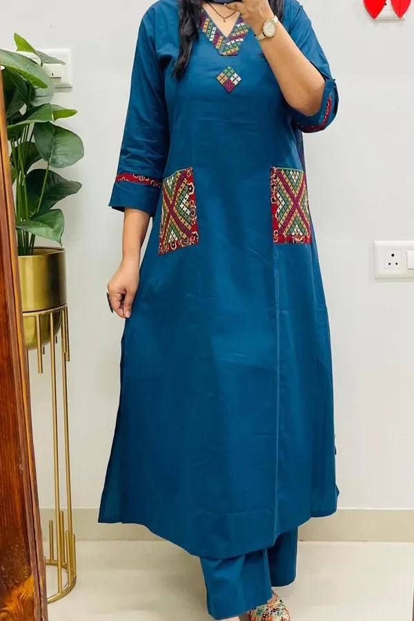 Blue_Cotton_Floral_Embroidered_Kurta_Set_For_Women