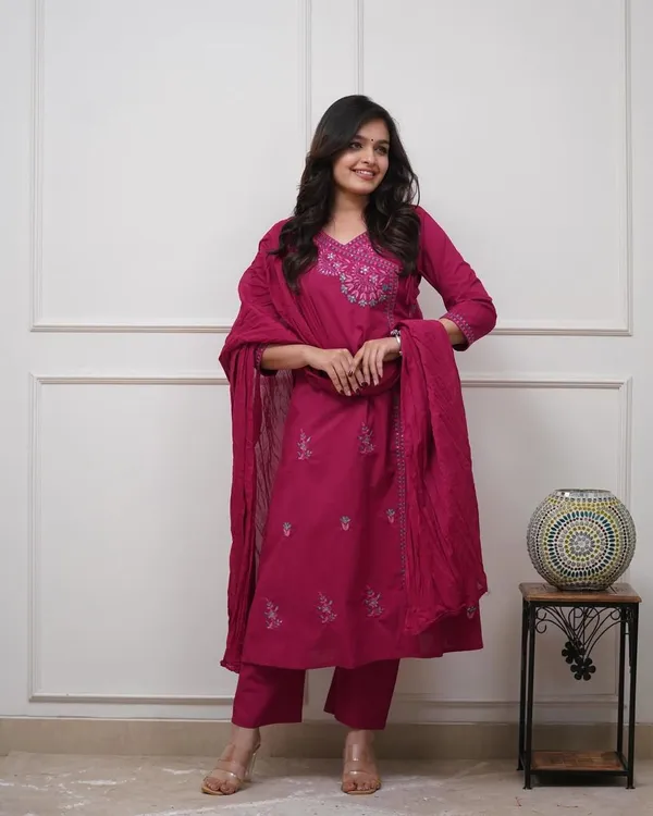 Women's_Premium_Embroidered_Pure_Cotton_Angrakha_Kurta_Pant_Dupatta_Set