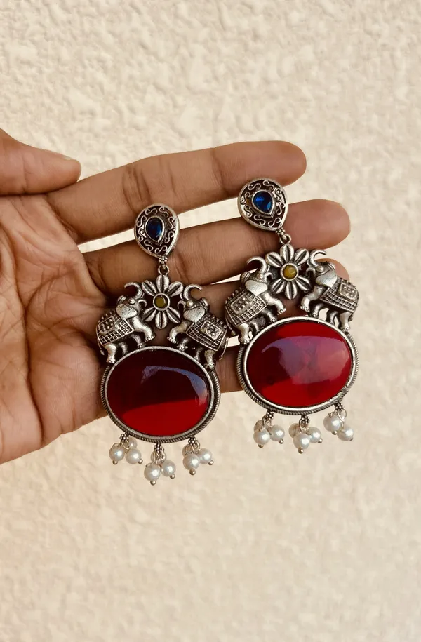 Red_And_Blue_Brass_Earrings_For_Women_|_Anti-Tarnish