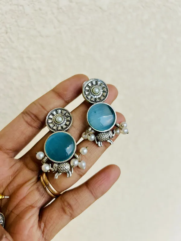 Skyblue_And_Silver_Brass_Earrings_For_Women_|_Anti-Tarnish