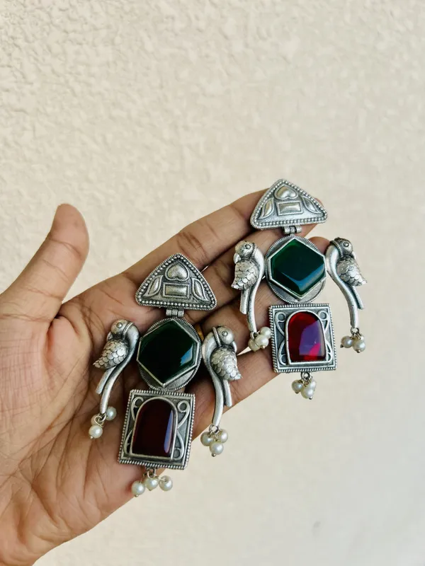 Red_And_Green_Brass_Earrings_For_Women_|_Anti-Tarnish