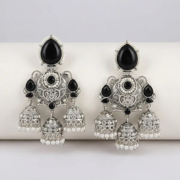 Black_Silver_Brass_Earrings_For_Women_|_Anti-Tarnish