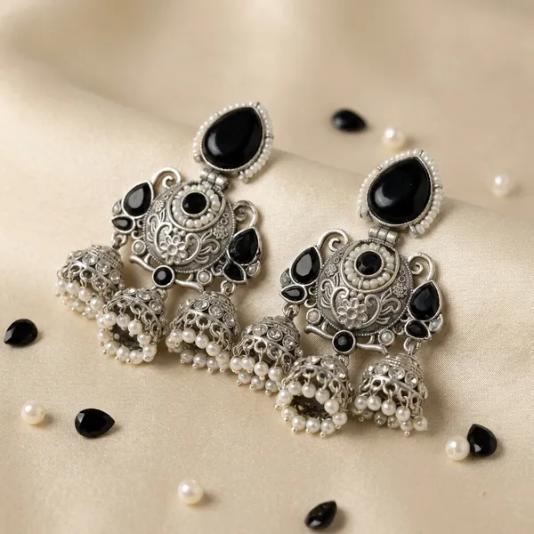 Black_Silver_Brass_Earrings_For_Women_|_Anti-Tarnish