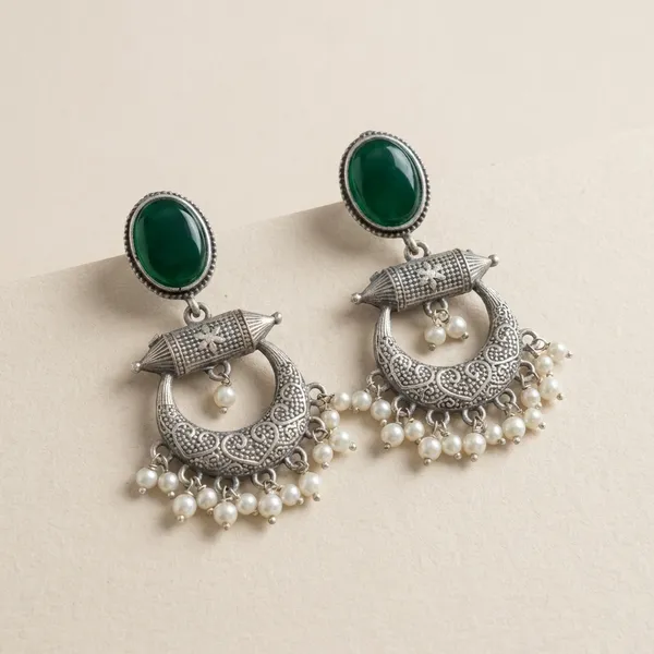 Green_And_Silver_Brass_Earrings_For_Women_|_Anti-Tarnish