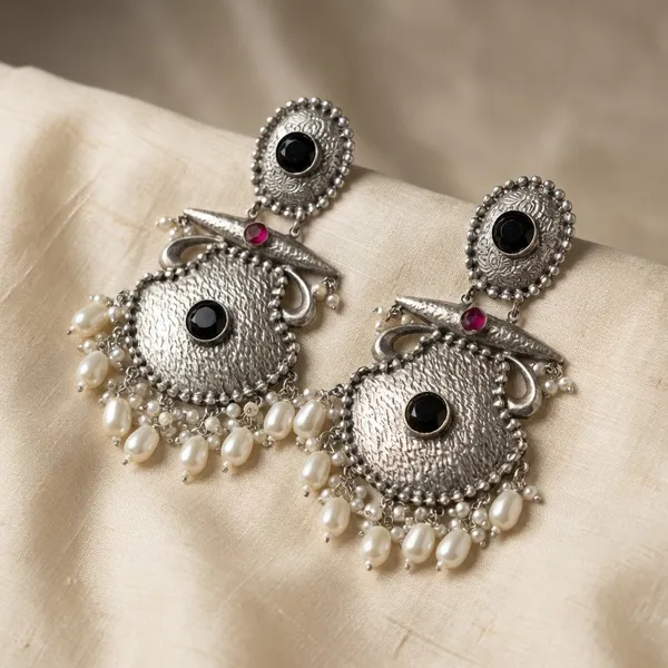 Black_Silver_Brass_Earrings_For_Women_|_Anti-Tarnish