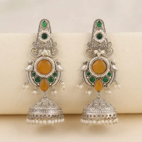 Yellow_And_Green_Brass_Earrings_For_Women_|_Anti-Tarnish