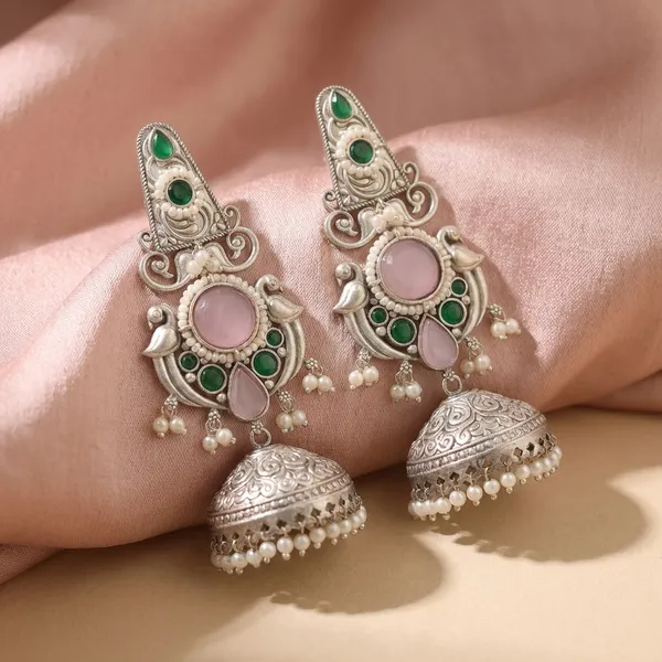 Pink_And_Green_Brass_Earrings_For_Women_|_Anti-Tarnish