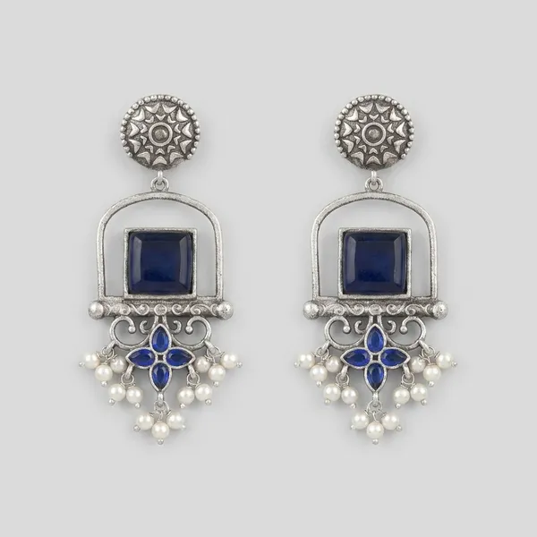 Navy_Blue_Brass_Earrings_For_Women_|_Anti-Tarnish