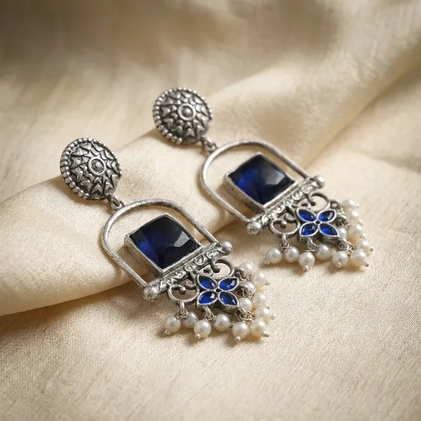 Navy_Blue_Brass_Earrings_For_Women_|_Anti-Tarnish