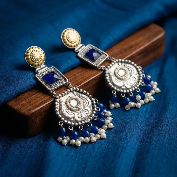 Blue_Brass_Earrings_For_Women_|_Anti-Tarnish