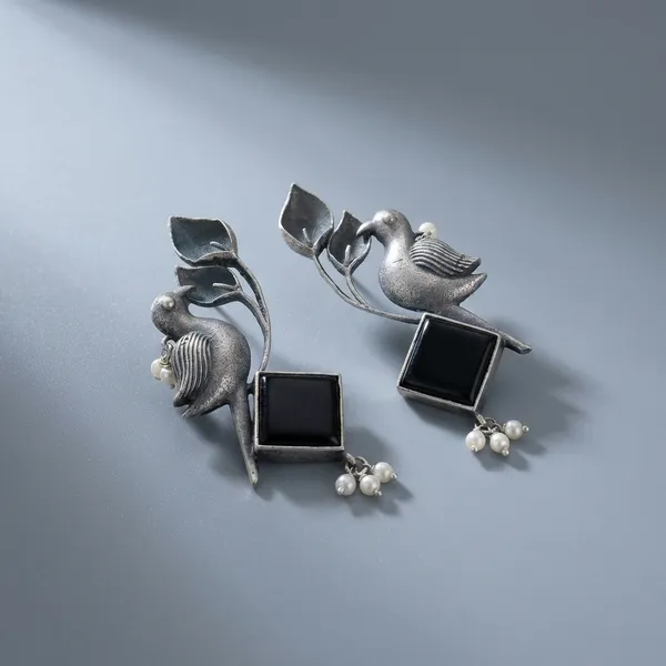 Black_Silver_Brass_Earrings_For_Women_|_Anti-Tarnish