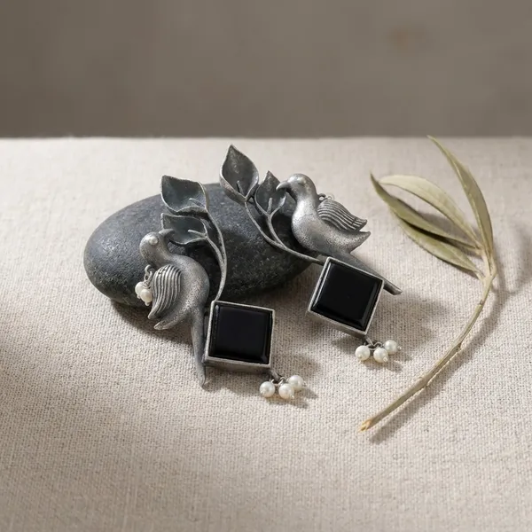 Black_Silver_Brass_Earrings_For_Women_|_Anti-Tarnish