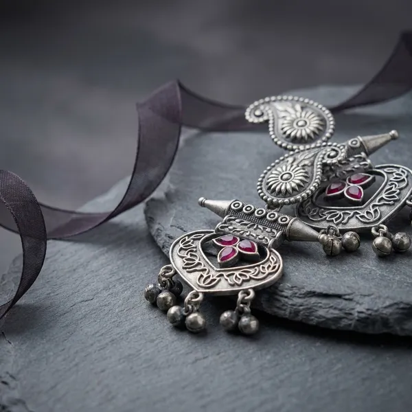 Red_Silver_Brass_Earrings_For_Women_|_Anti-Tarnish