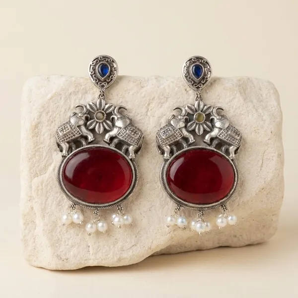 Red_And_Blue_Brass_Earrings_For_Women_|_Anti-Tarnish