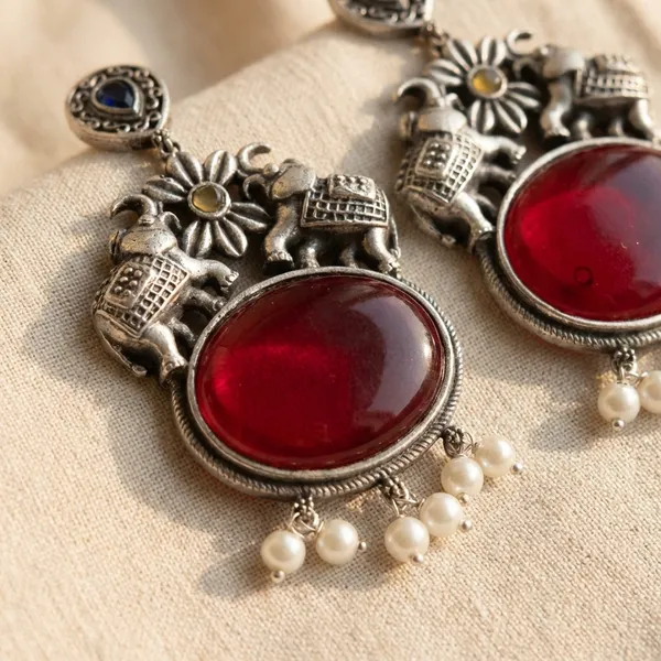 Red_And_Blue_Brass_Earrings_For_Women_|_Anti-Tarnish