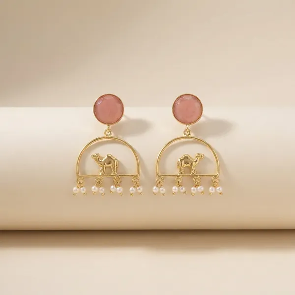Pink_Brass_Earrings_For_Women_|_Anti-Tarnish