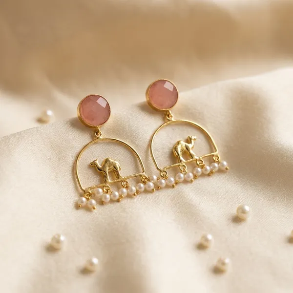 Pink_Brass_Earrings_For_Women_|_Anti-Tarnish