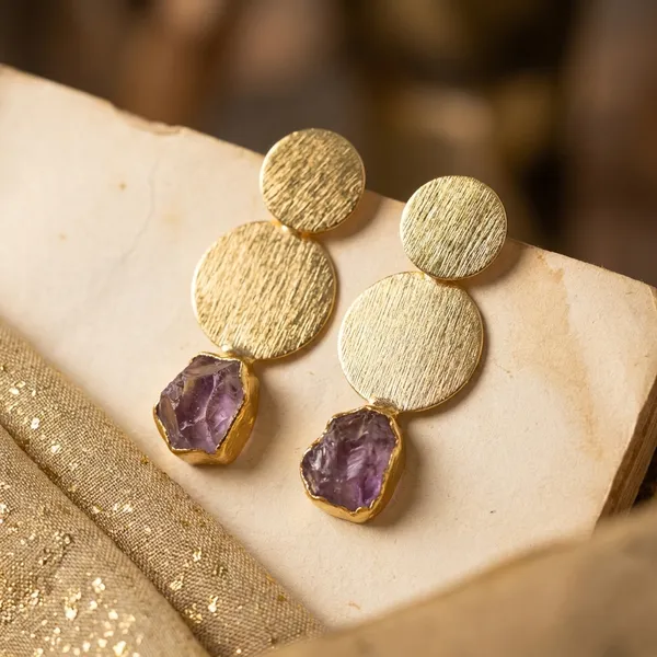 Purple_Golden_Brass_Earrings_For_Women_|_Anti-Tarnish