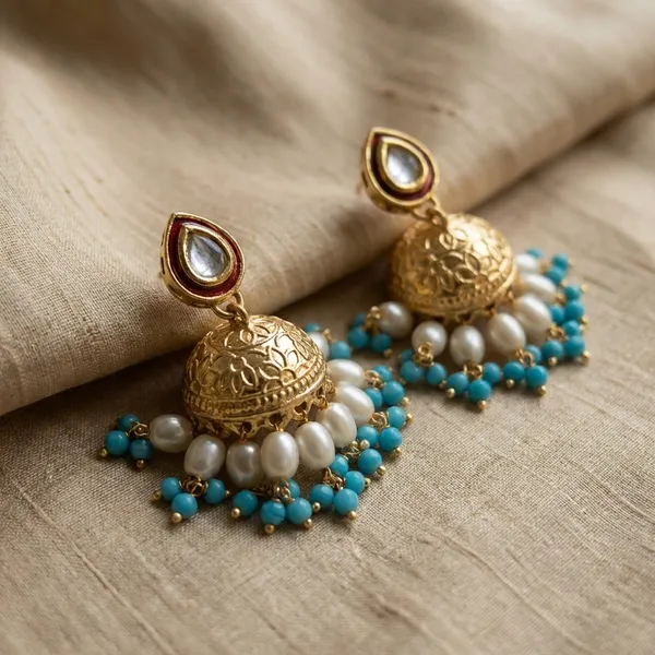 Blue_And_White_Brass_Earrings_For_Women_|_Anti-Tarnish