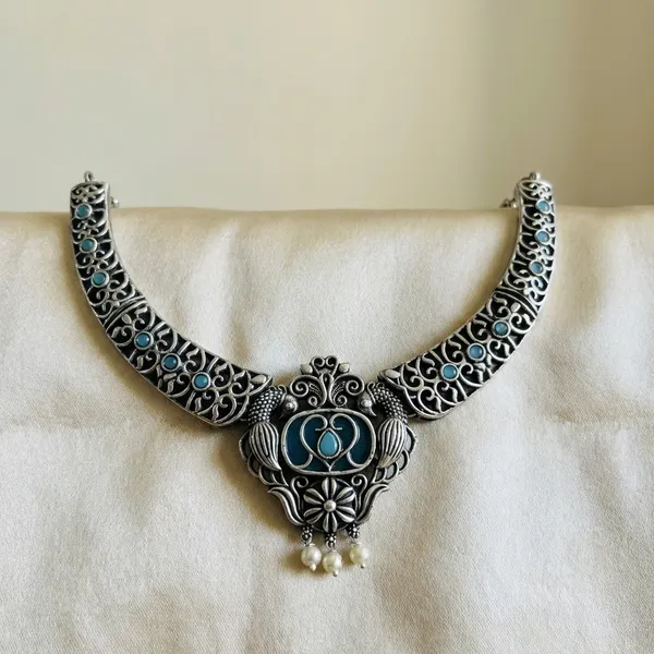 Blue_Brass_Necklace_For_Women_|_Anti-Tarnish