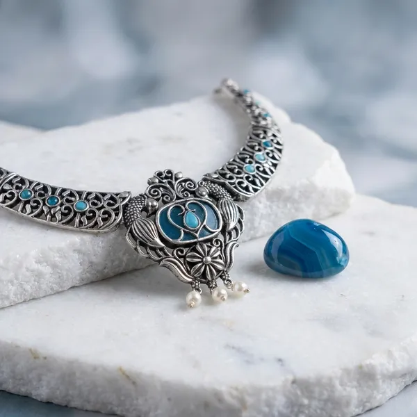 Blue_Brass_Necklace_For_Women_|_Anti-Tarnish