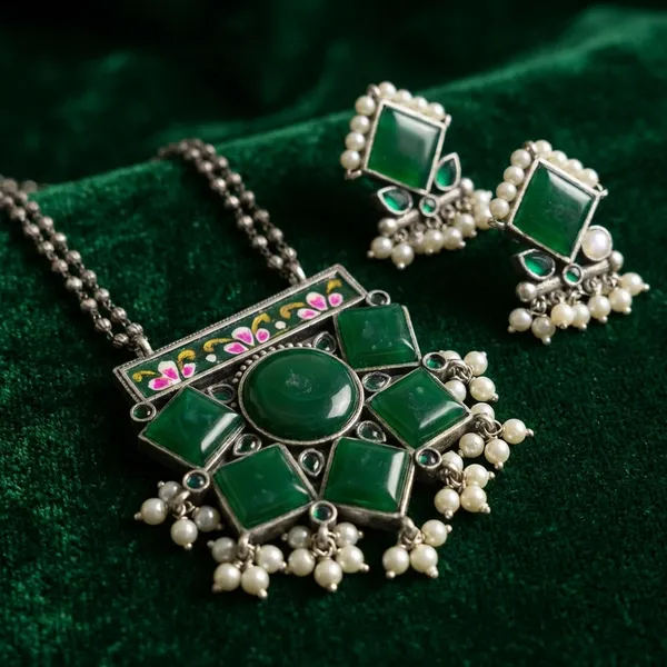 Emerald_Green_Brass_Necklace_For_Women_|_Anti-Tarnish