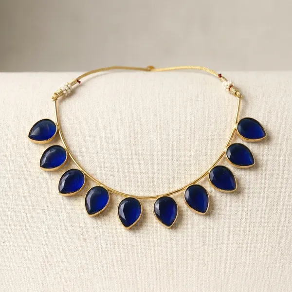 Navy_Blue_Brass_Necklace_For_Women_|_Anti-Tarnish