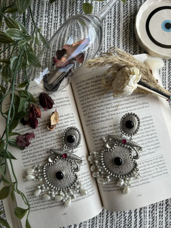 Black_Silver_Brass_Earrings_For_Women_|_Anti-Tarnish