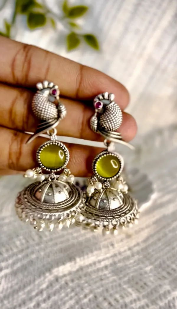 Olive_Green_Brass_Earrings_For_Women_|_Anti-Tarnish