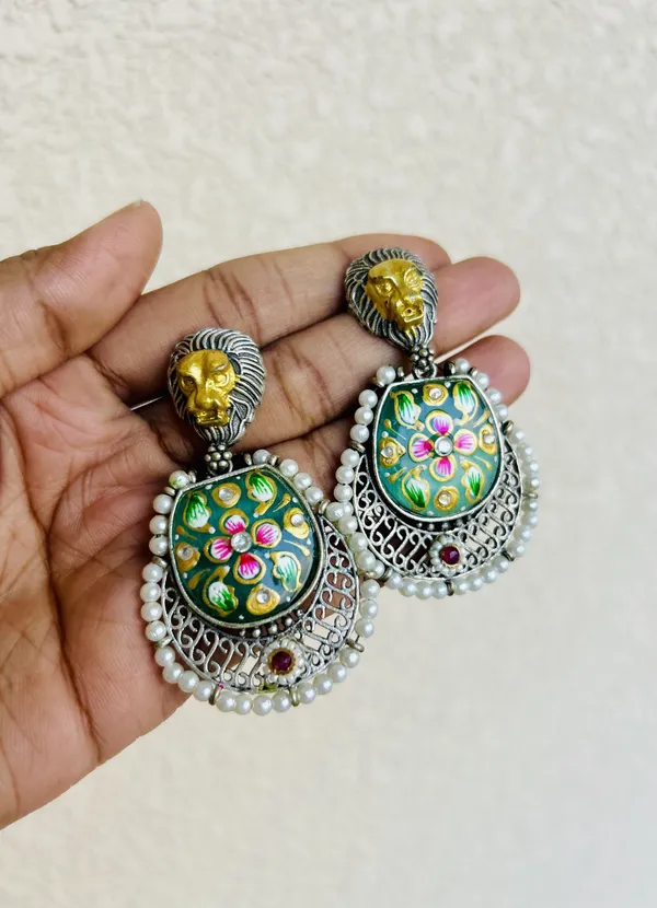 Green_Silver_Brass_Earrings_For_Women_|_Anti-Tarnish