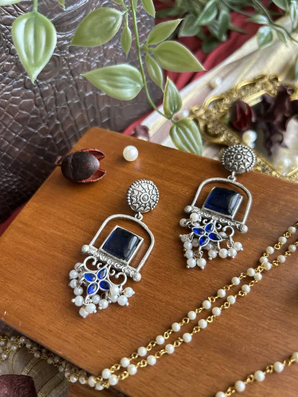 Navy_Blue_Brass_Earrings_For_Women_|_Anti-Tarnish